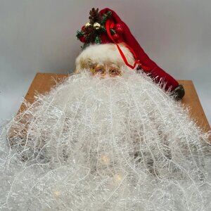 Beard Santa Claus Head with Red Pinecone Hat 18" Hanging Decoration